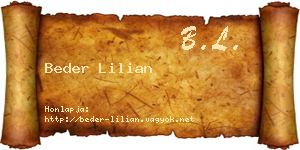 Beder Lilian névjegykártya